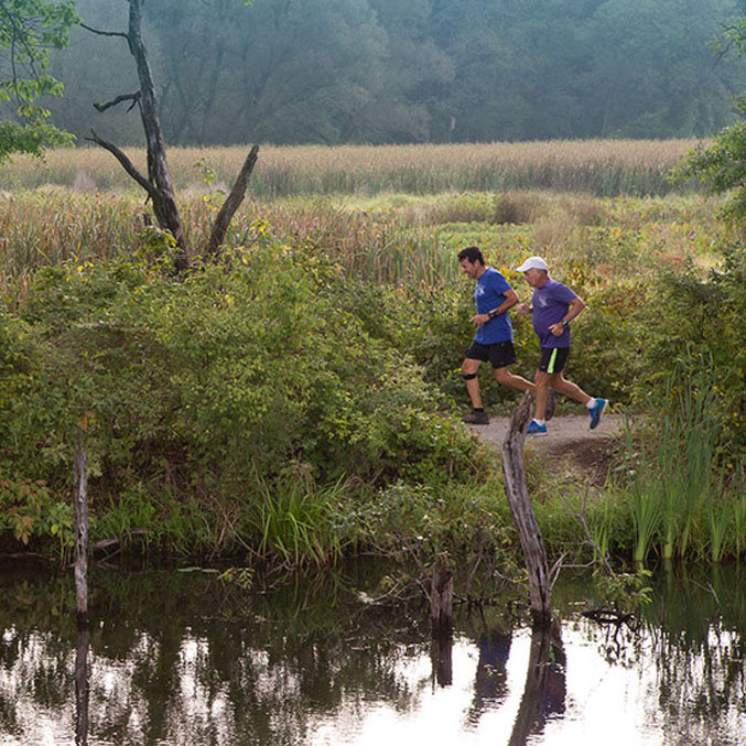 Men running on the trail