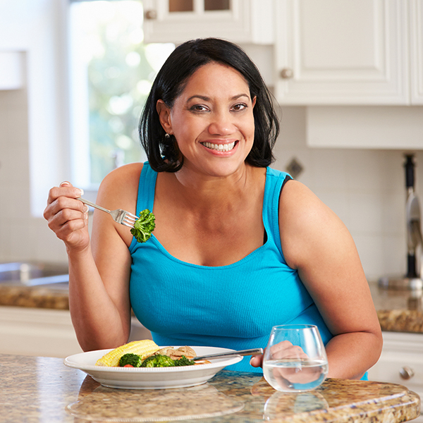 Women eating salad